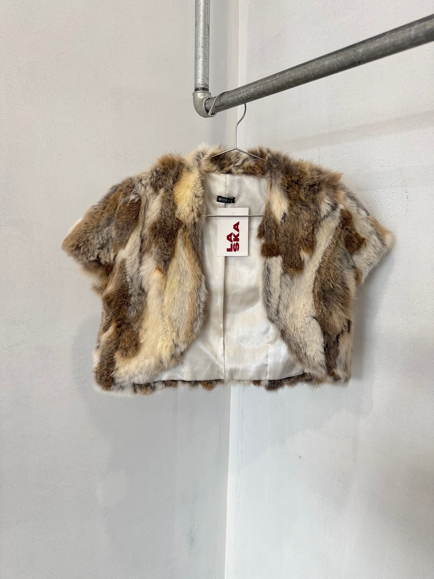 Rabbit fur cropped jacket
