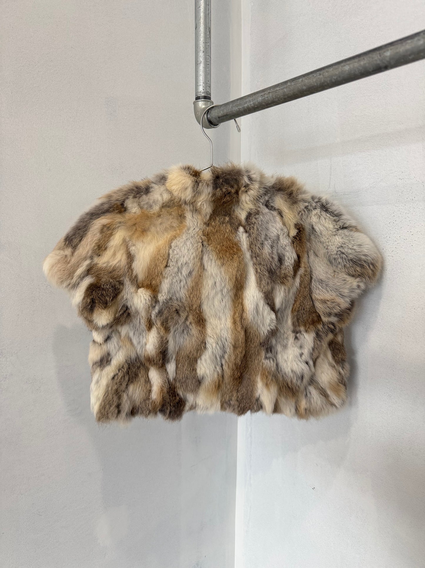 Rabbit fur cropped jacket