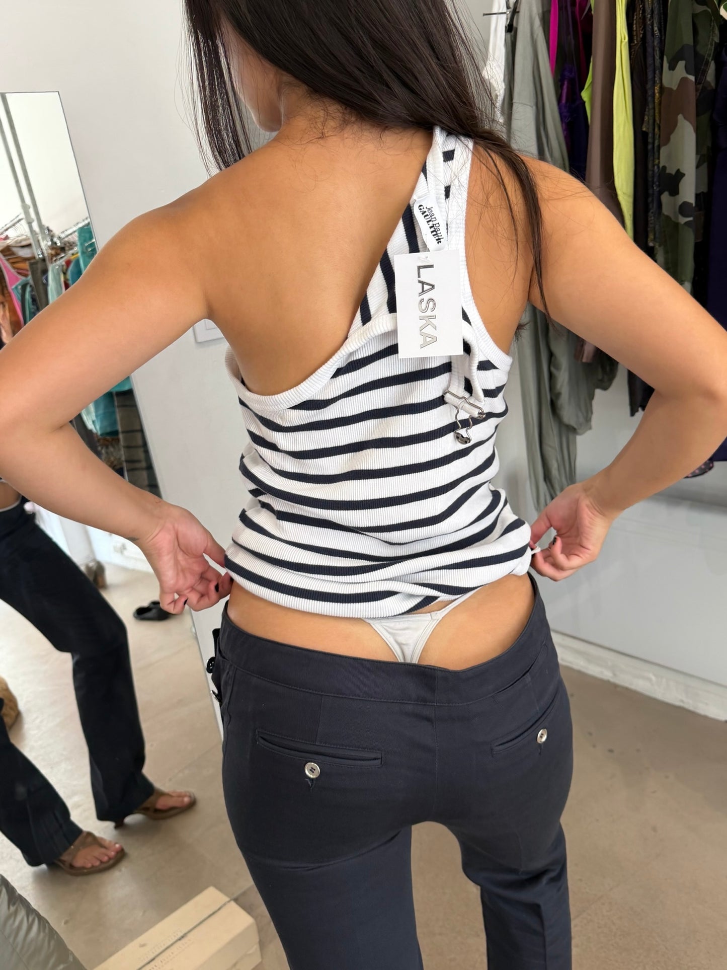 JPG Striped Button Top