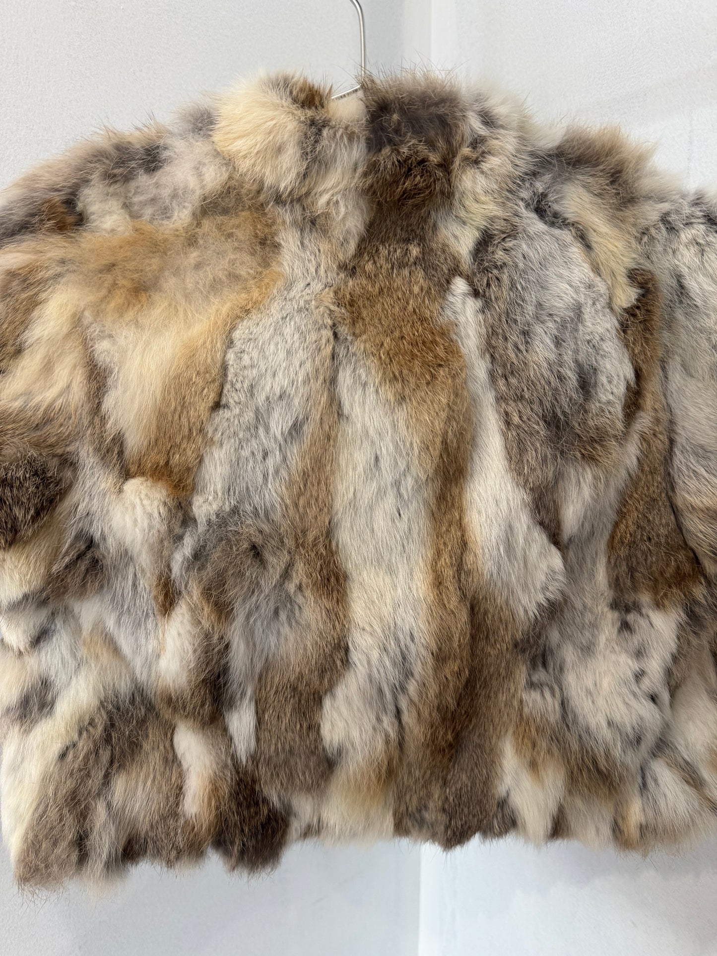 Rabbit fur cropped jacket