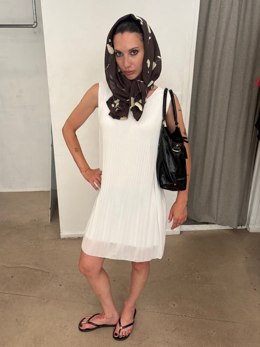 Pleated White Dress