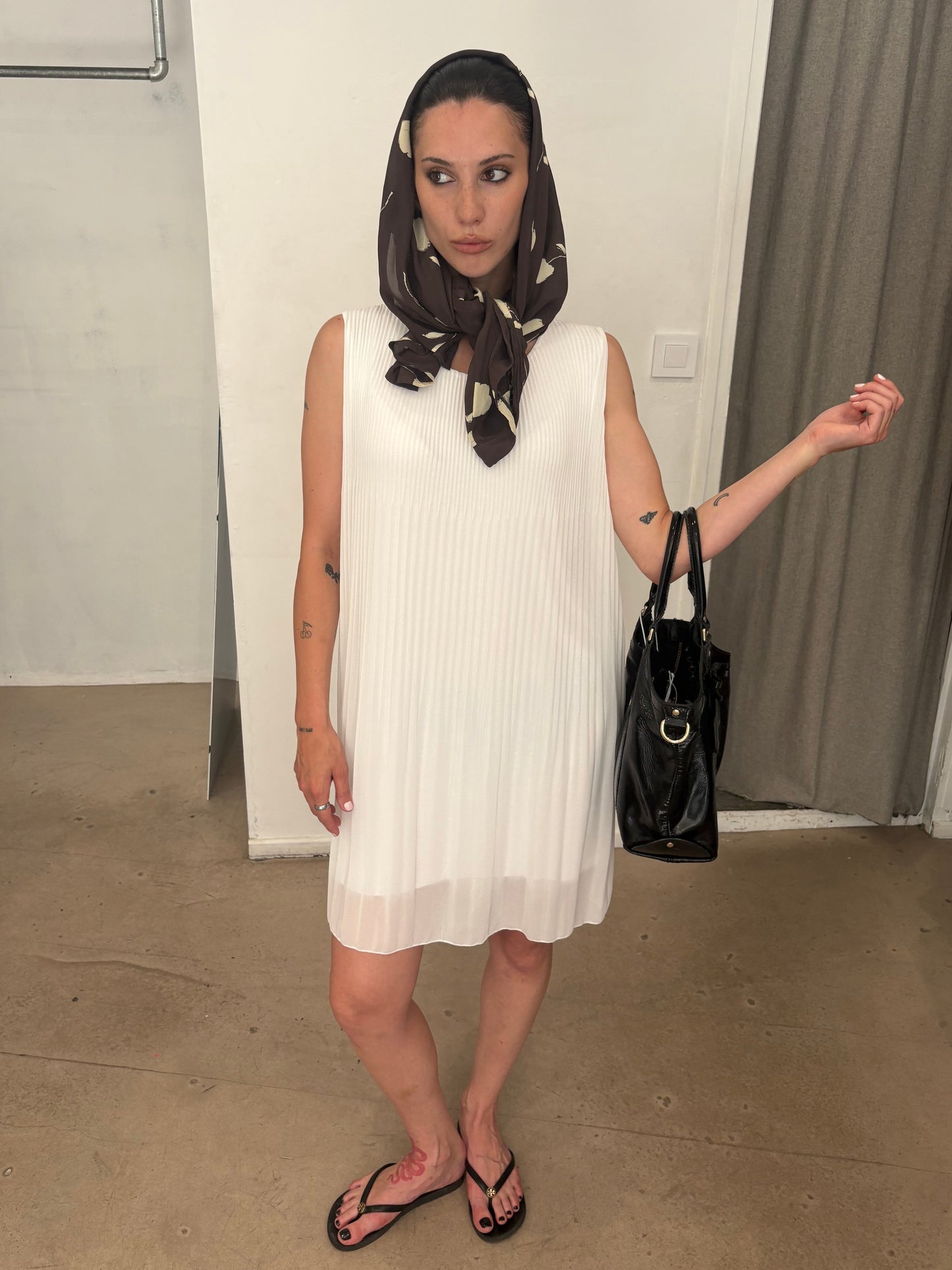 Pleated White Dress