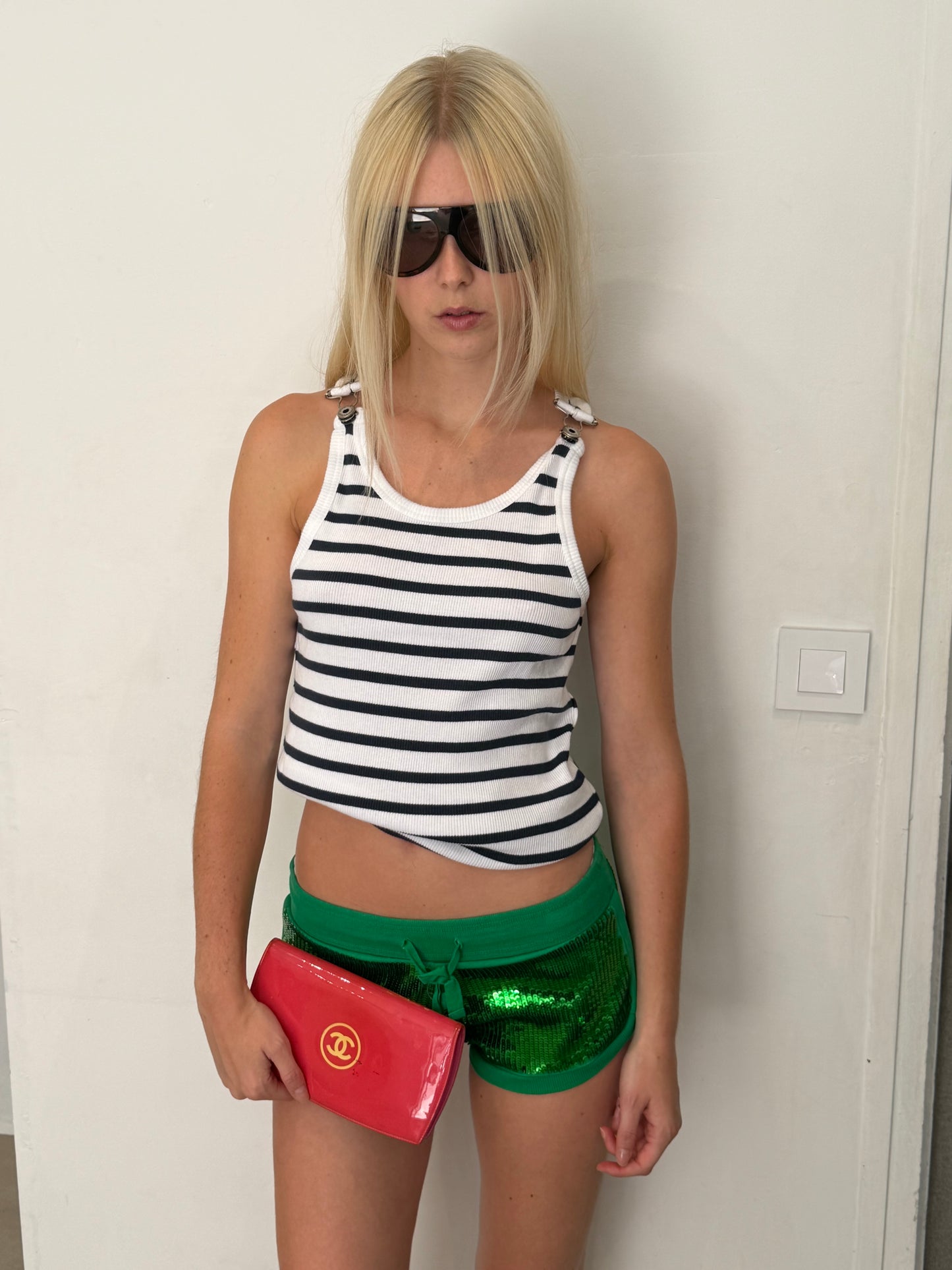 JPG Striped Button Top